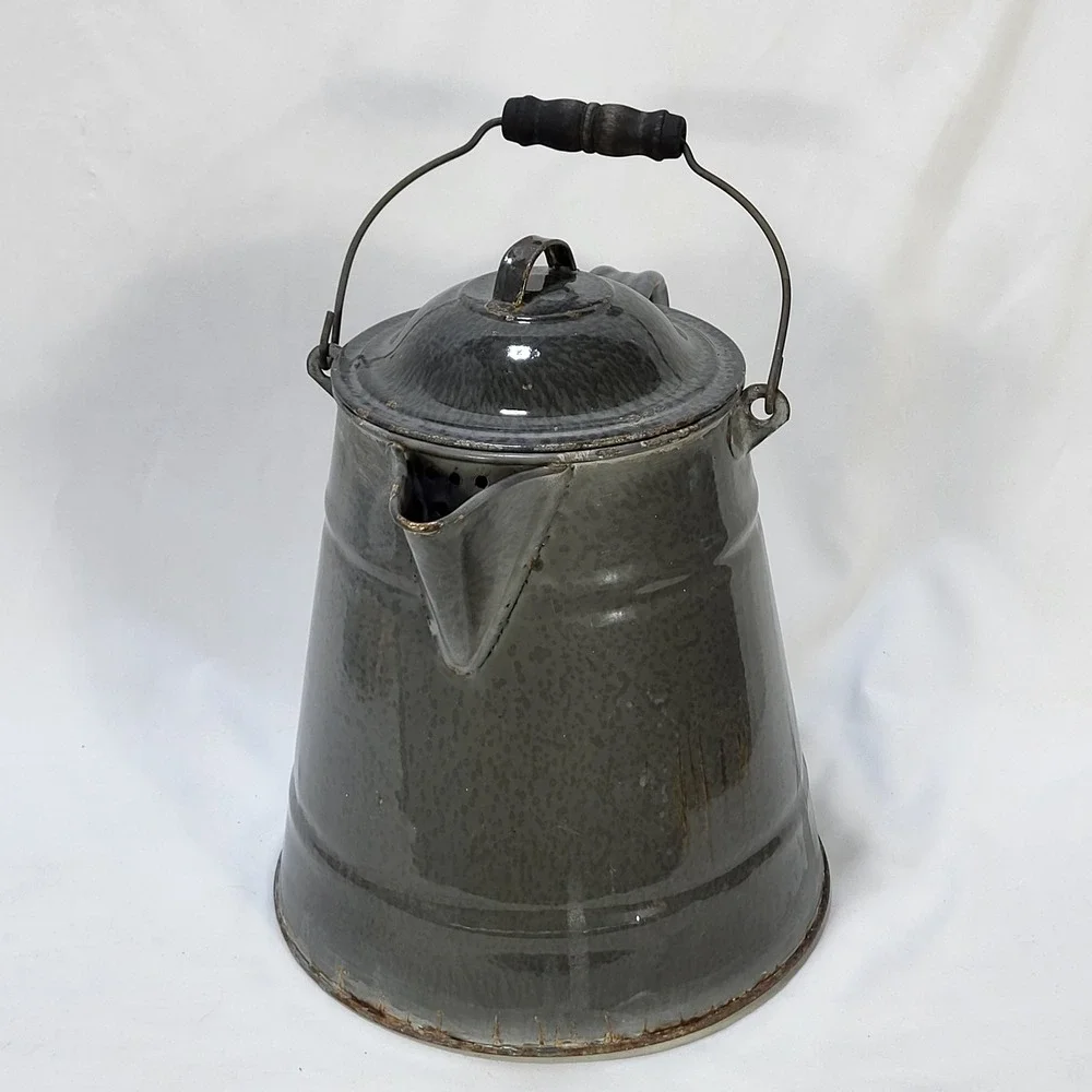 VTG Gray Granite Ware Enamelware Cowboy Camping 11